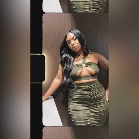 Olive Two Piece Skirt Set - Picture 1 of 3